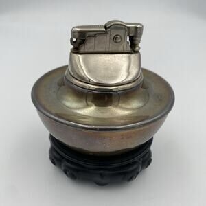 Made in Japan Silver Table Lighter with Decorative Base Vintage